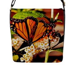 Monarch Butterfly Nature Orange Flap Messenger Bag (l)  by Amaryn4rt