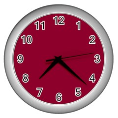 Deep Red Wall Clocks (silver)  by Valentinaart