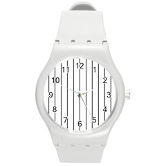 White And Black Lines Round Plastic Sport Watch (m) by Valentinaart