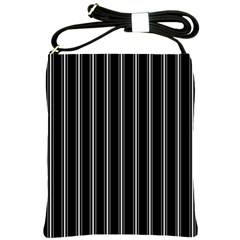 Black And White Lines Shoulder Sling Bags by Valentinaart