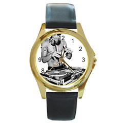 Bruce Lee Dj Round Gold Metal Watch by offbeatzombie