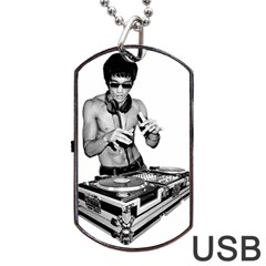 Bruce Lee Dj Dog Tag Usb Flash (two Sides) by offbeatzombie