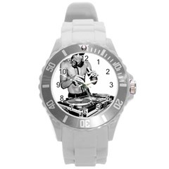 Bruce Lee Dj Round Plastic Sport Watch (l) by offbeatzombie