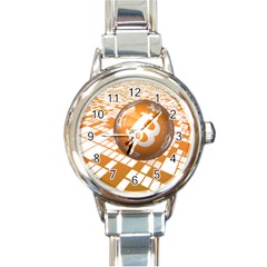 Network Bitcoin Currency Connection Round Italian Charm Watch by Amaryn4rt