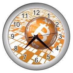 Network Bitcoin Currency Connection Wall Clocks (silver)  by Amaryn4rt