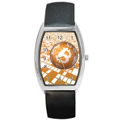 Network Bitcoin Currency Connection Barrel Style Metal Watch by Amaryn4rt