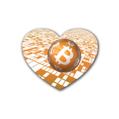 Network Bitcoin Currency Connection Rubber Coaster (heart)  by Amaryn4rt