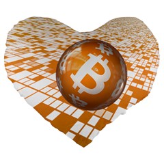 Network Bitcoin Currency Connection Large 19  Premium Flano Heart Shape Cushions by Amaryn4rt