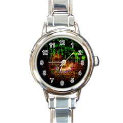 Radar Kaleidoscope Pattern Round Italian Charm Watch by Amaryn4rt