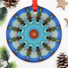 Pattern Blue Brown Background Ornament (round) by Amaryn4rt