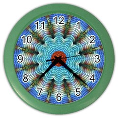 Pattern Blue Brown Background Color Wall Clocks by Amaryn4rt