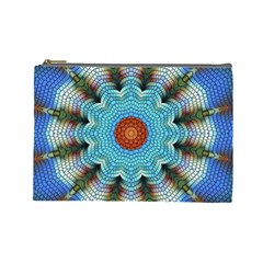 Pattern Blue Brown Background Cosmetic Bag (large)  by Amaryn4rt