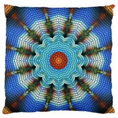 Pattern Blue Brown Background Large Flano Cushion Case (one Side) by Amaryn4rt