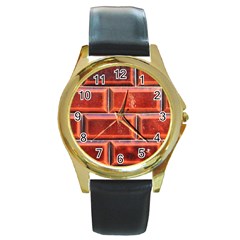 Portugal Ceramic Tiles Wall Round Gold Metal Watch