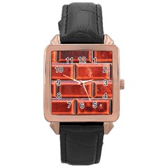 Portugal Ceramic Tiles Wall Rose Gold Leather Watch 