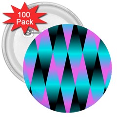 Shiny Decorative Geometric Aqua 3  Buttons (100 Pack)  by Amaryn4rt