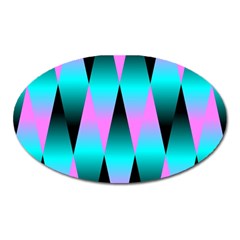 Shiny Decorative Geometric Aqua Oval Magnet by Amaryn4rt