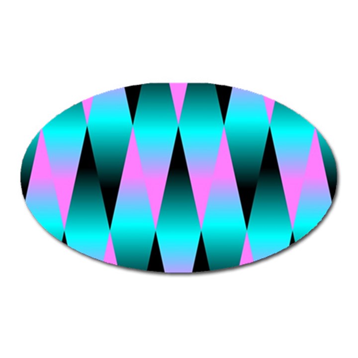 Shiny Decorative Geometric Aqua Oval Magnet