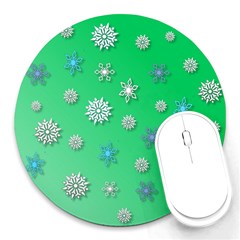 Snowflakes Winter Christmas Overlay Round Mousepads by Amaryn4rt