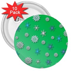 Snowflakes Winter Christmas Overlay 3  Buttons (10 Pack)  by Amaryn4rt