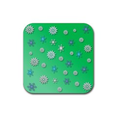 Snowflakes Winter Christmas Overlay Rubber Coaster (square)  by Amaryn4rt