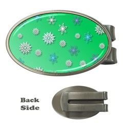 Snowflakes Winter Christmas Overlay Money Clips (oval)  by Amaryn4rt