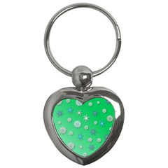 Snowflakes Winter Christmas Overlay Key Chains (heart)  by Amaryn4rt