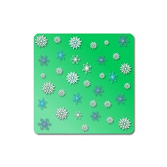 Snowflakes Winter Christmas Overlay Square Magnet by Amaryn4rt