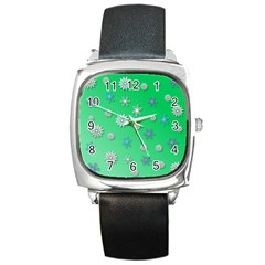 Snowflakes Winter Christmas Overlay Square Metal Watch by Amaryn4rt