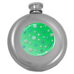 Snowflakes Winter Christmas Overlay Round Hip Flask (5 Oz) by Amaryn4rt