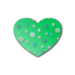 Snowflakes Winter Christmas Overlay Rubber Coaster (heart)  by Amaryn4rt