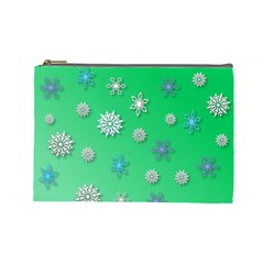 Snowflakes Winter Christmas Overlay Cosmetic Bag (large)  by Amaryn4rt