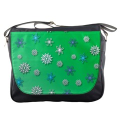 Snowflakes Winter Christmas Overlay Messenger Bags by Amaryn4rt