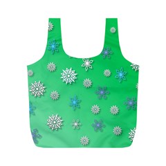 Snowflakes Winter Christmas Overlay Full Print Recycle Bags (m)  by Amaryn4rt