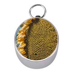 Sunflower Bright Close Up Color Disk Florets Mini Silver Compasses by Amaryn4rt