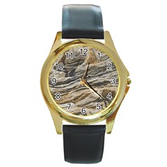 Rock Texture Background Stone Round Gold Metal Watch by Amaryn4rt