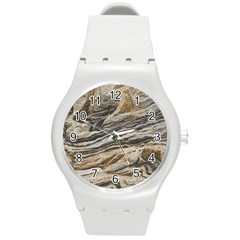 Rock Texture Background Stone Round Plastic Sport Watch (m) by Amaryn4rt