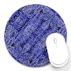 Texture Blue Neon Brick Diagonal Round Mousepads by Amaryn4rt