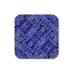 Texture Blue Neon Brick Diagonal Rubber Square Coaster (4 Pack) 