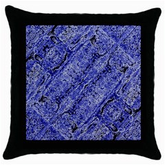 Texture Blue Neon Brick Diagonal Throw Pillow Case (black) by Amaryn4rt