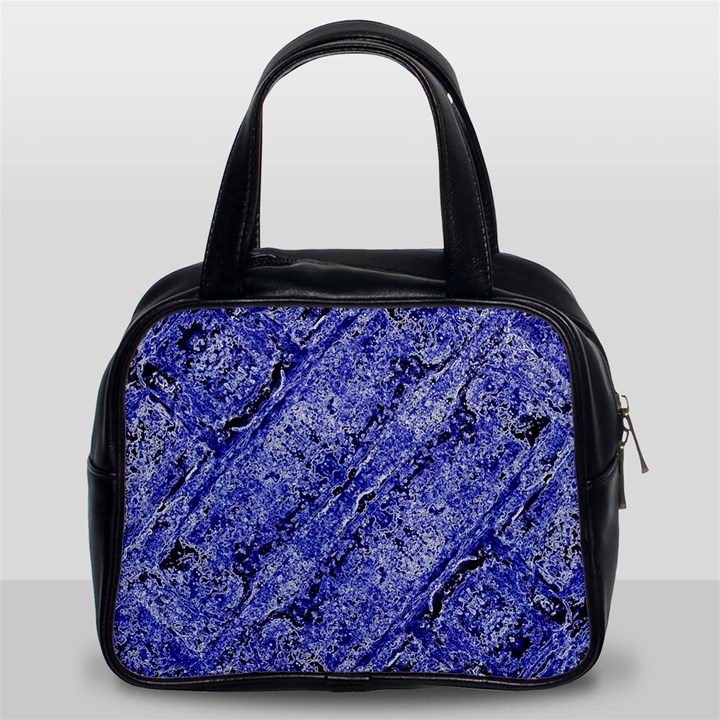 Texture Blue Neon Brick Diagonal Classic Handbags (2 Sides)