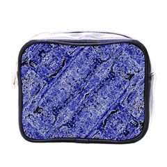 Texture Blue Neon Brick Diagonal Mini Toiletries Bags by Amaryn4rt