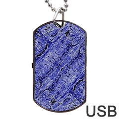 Texture Blue Neon Brick Diagonal Dog Tag Usb Flash (one Side) by Amaryn4rt