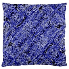 Texture Blue Neon Brick Diagonal Large Cushion Case (two Sides) by Amaryn4rt