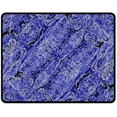 Texture Blue Neon Brick Diagonal Double Sided Fleece Blanket (medium)  by Amaryn4rt