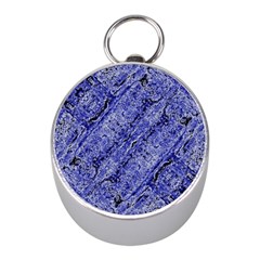 Texture Blue Neon Brick Diagonal Mini Silver Compasses by Amaryn4rt