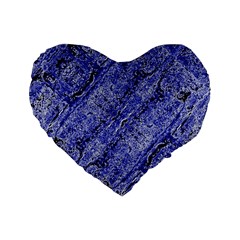 Texture Blue Neon Brick Diagonal Standard 16  Premium Flano Heart Shape Cushions by Amaryn4rt