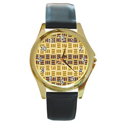 Textile Texture Fabric Material Round Gold Metal Watch by Amaryn4rt