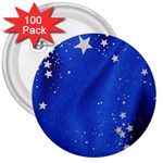 The Substance Blue Fabric Stars 3  Buttons (100 pack)  Front