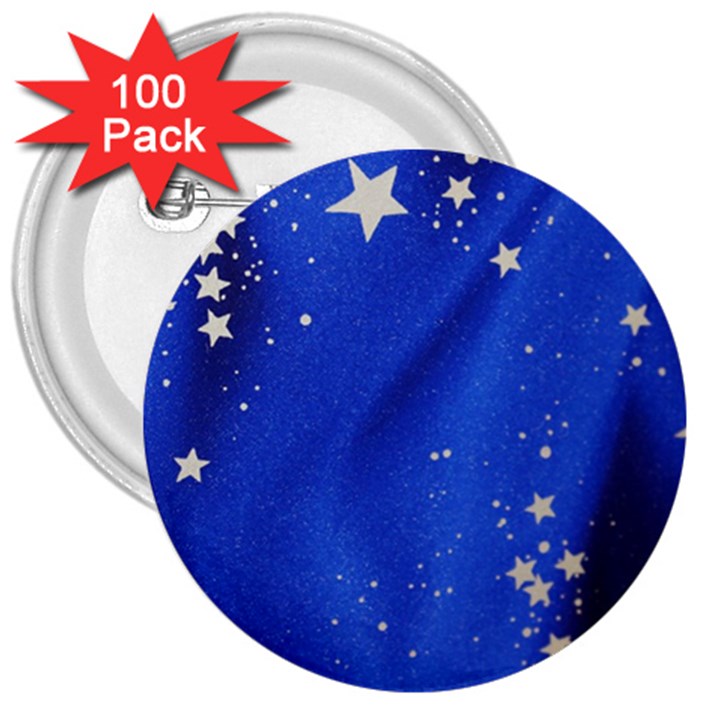 The Substance Blue Fabric Stars 3  Buttons (100 pack) 